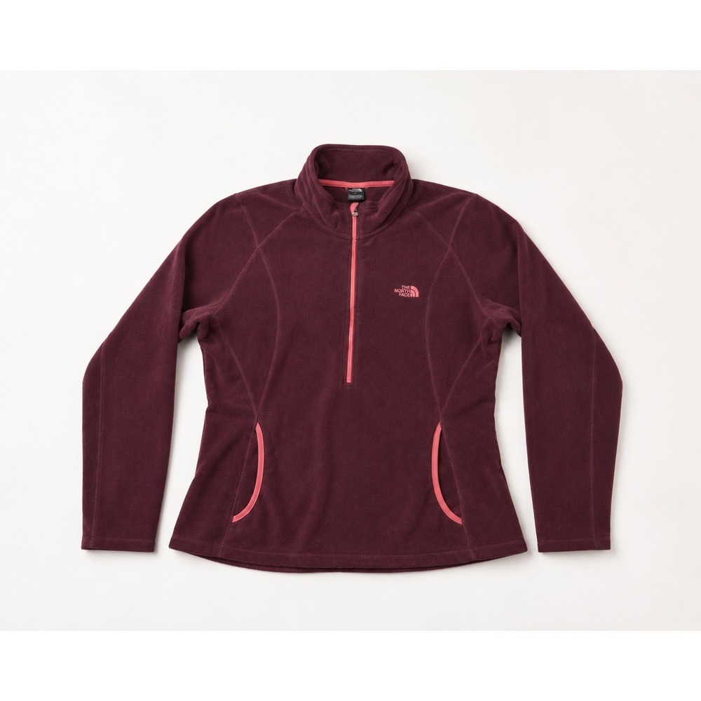 The North Face Women's Burgundy Fleece Half-Zip with Pink Trim